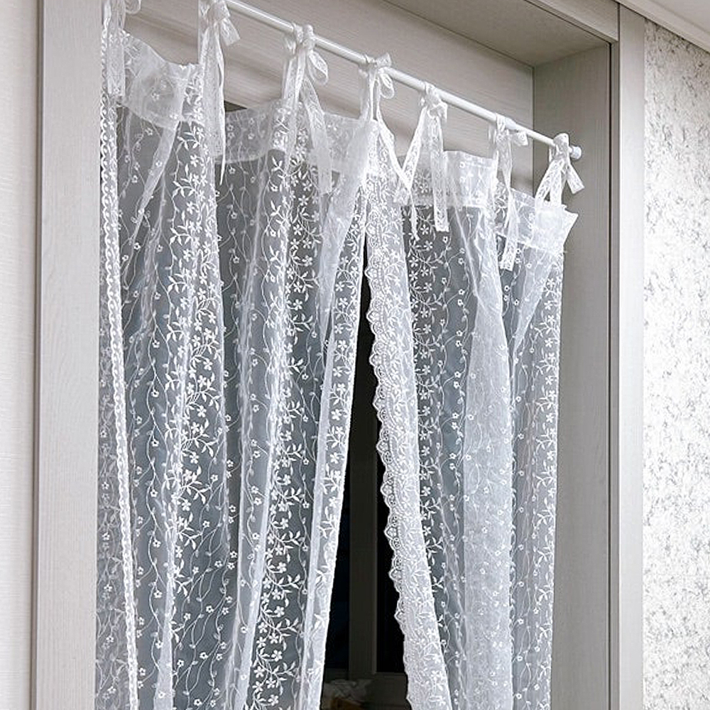 붙이는 작은창 커튼 레이스 짧은 창문 커텐 찍찍이 원룸 커튼