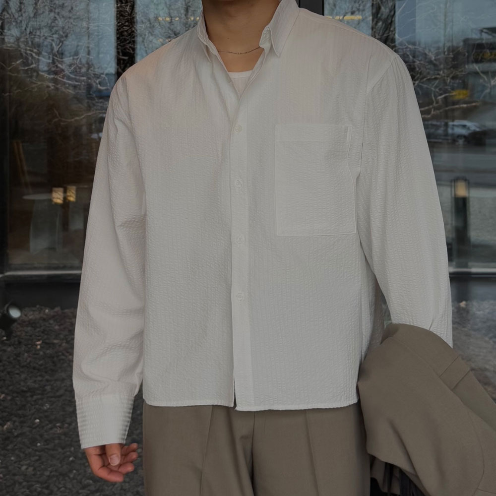 아웃핏 남자 셔츠 스트라이프 크롭 로아 3color - 상세 이미지 4