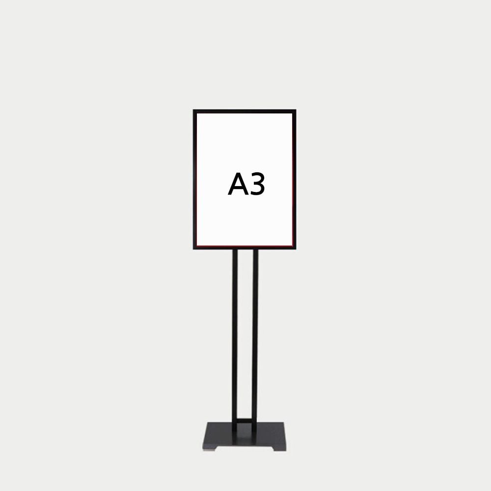 개폐식 사인스탠드 A3 흑색 2기둥 가로세로겸용 - 메인 이미지