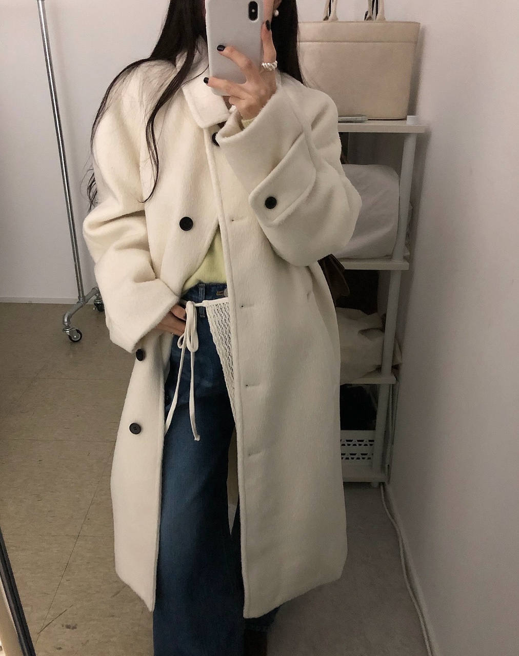 랍테 여성 겨울 카라 래글런 오버핏 루즈핏 롱 코트 - 상세 이미지 2