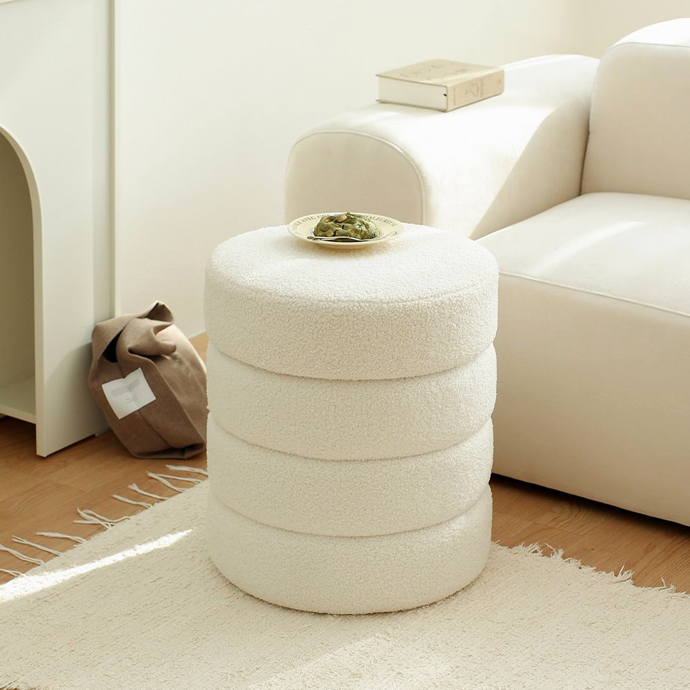마시멜로우 수납 스툴 의자 부클레 화장대 미니 원형