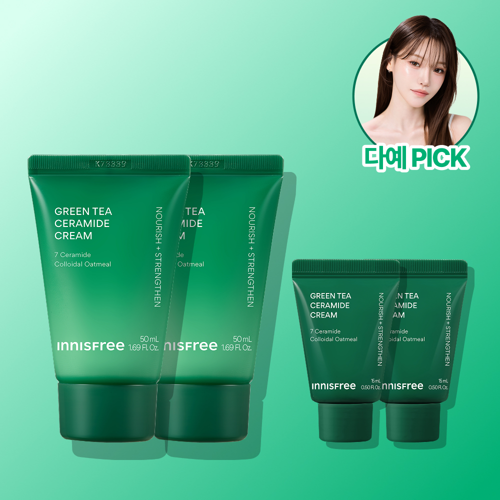 [다예pick/더블구성] 이니스프리 그린티 세라마이드 버터 보습 크림 / 수분 속건조 장벽 화잘먹 50ml, 2개