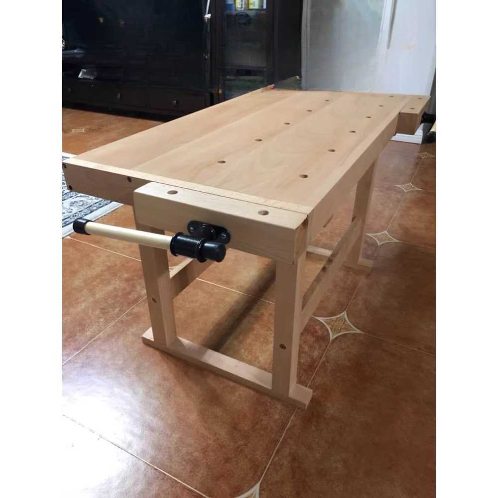 목재 가공대 목공 워크벤치 공방 테이블 제작 작업용 110x49x57cm 고무나무홈 - 상품 이미지