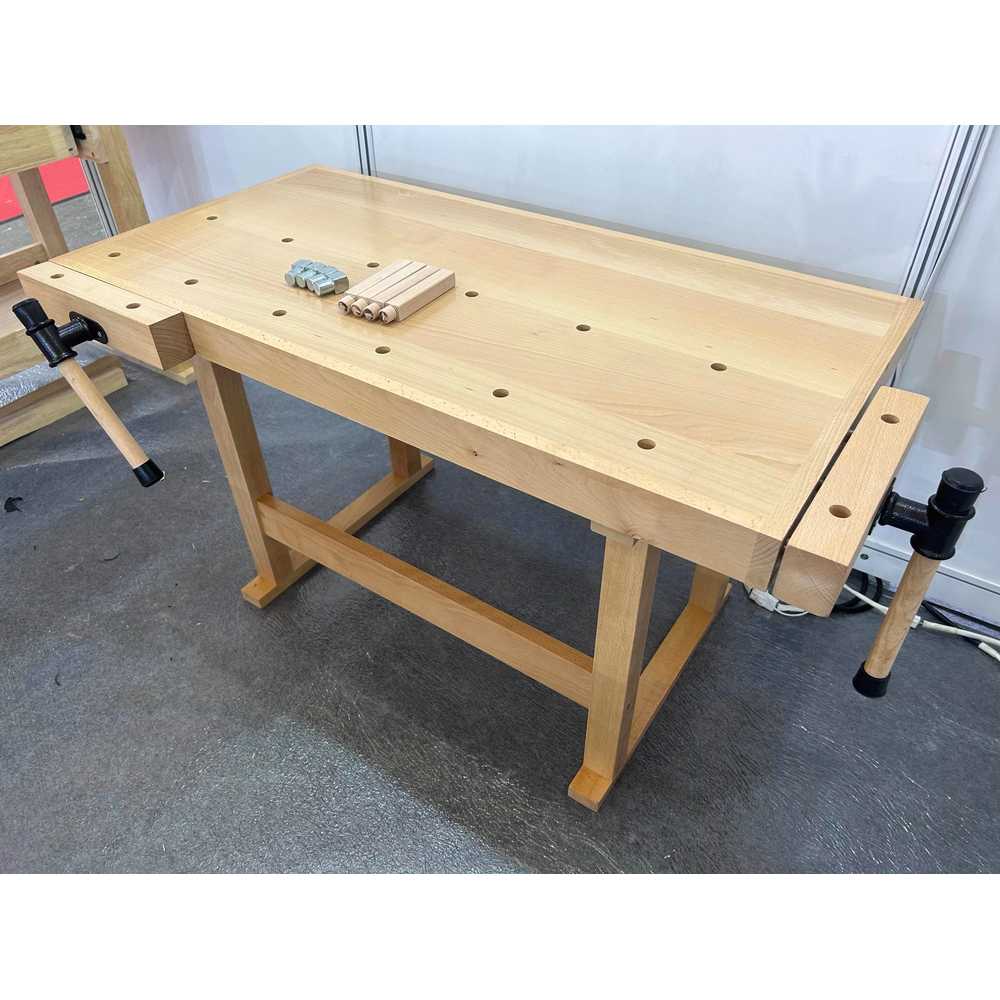 목재 가공대 목공 워크벤치 공방 테이블 제작 작업용 110x49x57cm 고무나무홈 - 상세 이미지 4