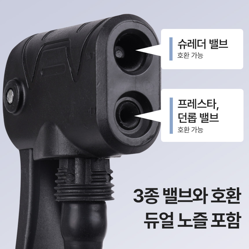 아이워너 퍼펙트 자전거 에어 펌프 GP-500 공기주입기 3in1 노즐 게이지 축구공 튜브 - 상세 이미지 4