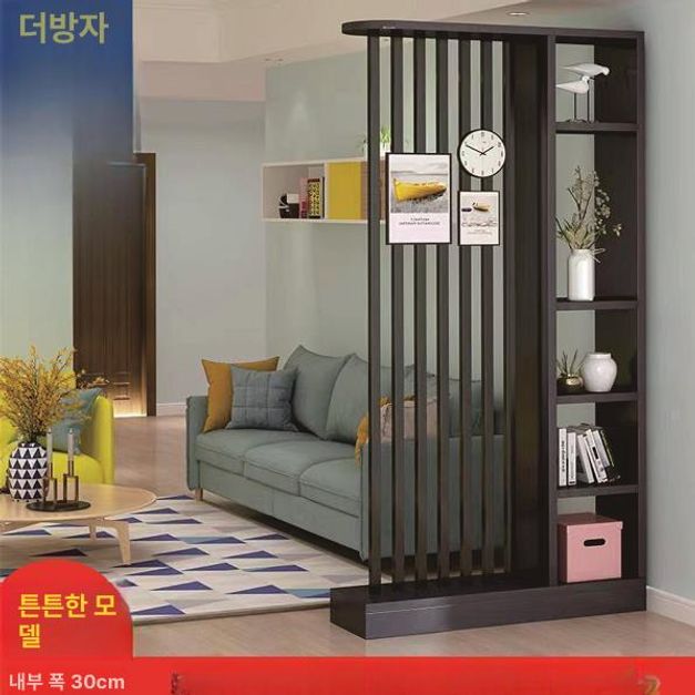 북유럽 스타일 거실 파티션 가벽 칸막이 소파 현관 가리개 웜화이트+블랙 5개 기둥+80x30x205 이미지 6