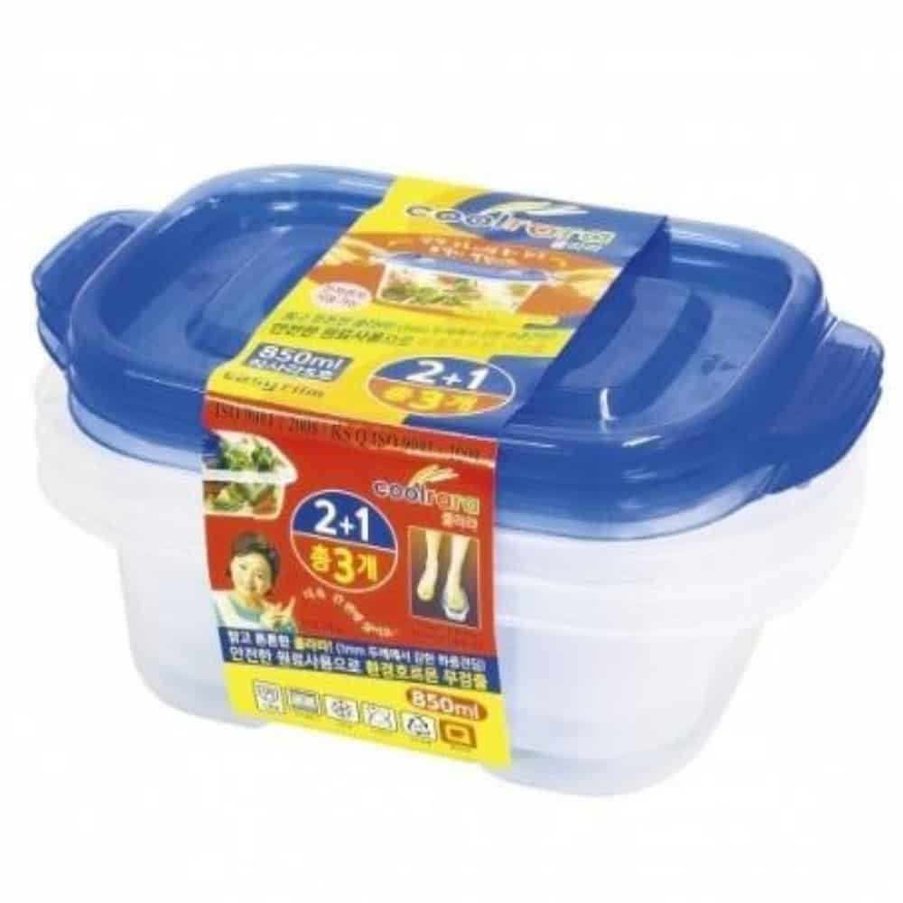 냉장고용기 냉장고정리함 직사각 850ml 반찬통 3P - 메인 이미지