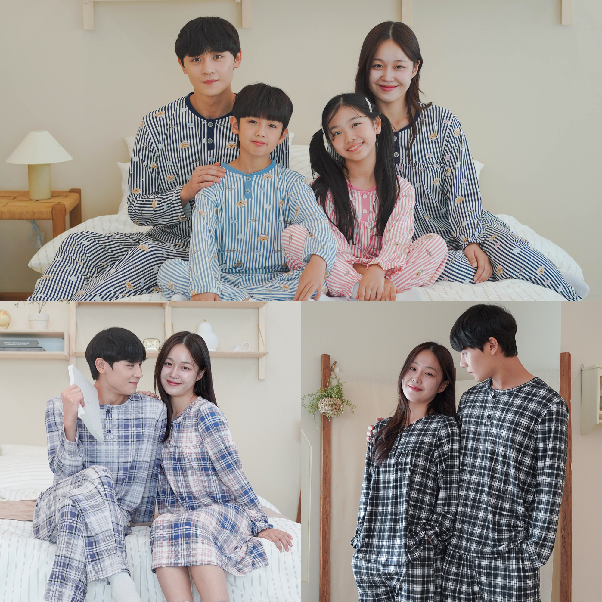 폭스클럽 잠옷 빅사이즈 피치기모 수면 가족 가을 겨울 원피스 파자마 홈웨어 제품 이미지