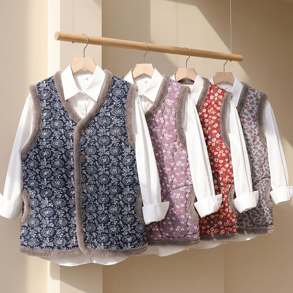 마벨로제 꽃무늬 김장조끼 할머니조끼 촌캉스룩 남녀공용 제품 이미지