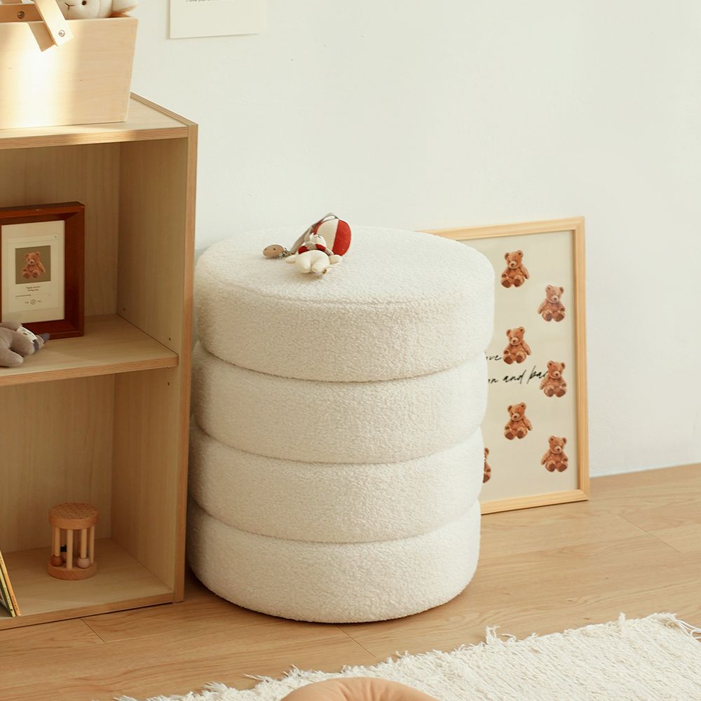 마시멜로우 수납 스툴 의자 부클레 화장대 미니 원형