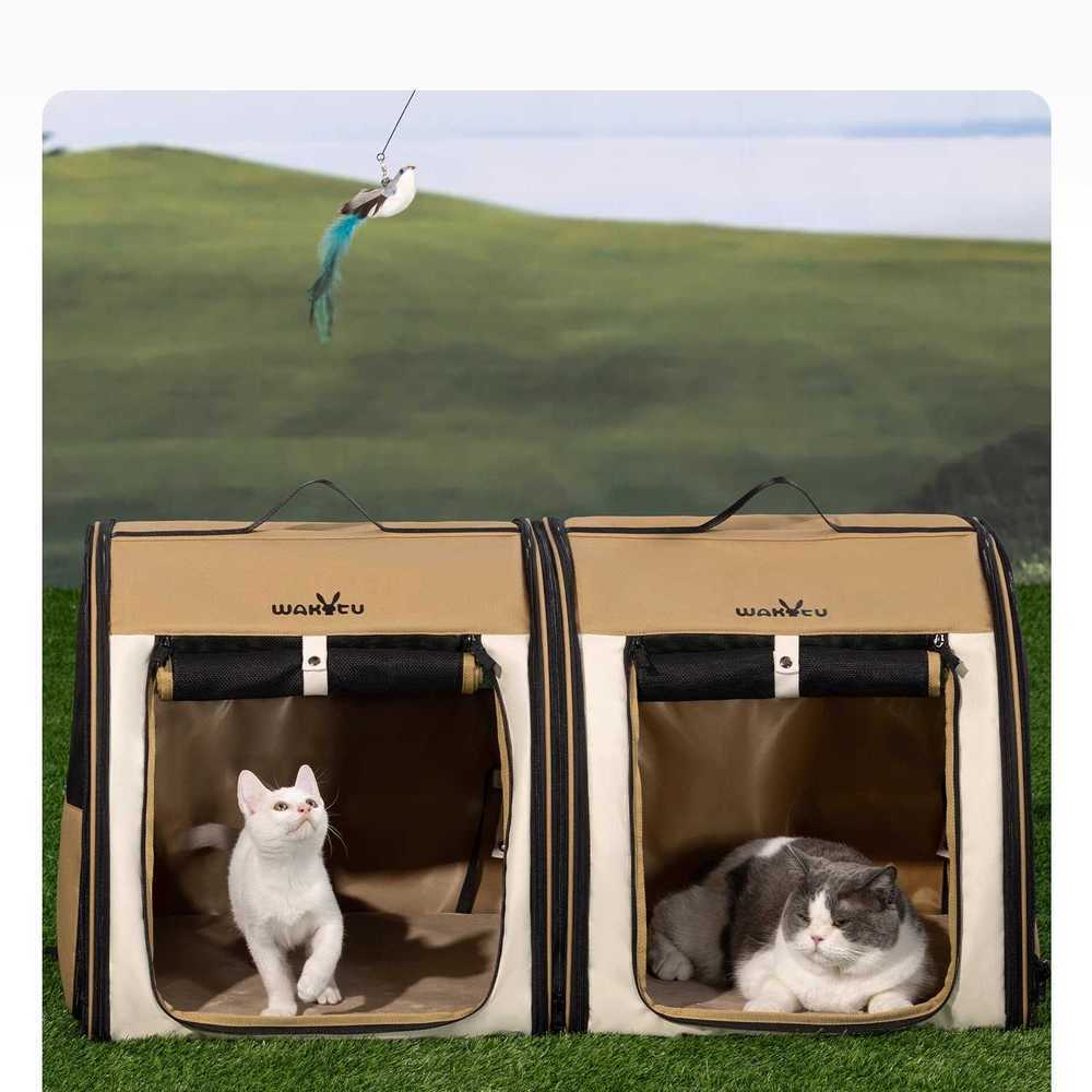 펫 케이지 차량용 고양이 이동식 캐리어 드라이브용 90x43cm(본체 2개) - 상세 이미지 4