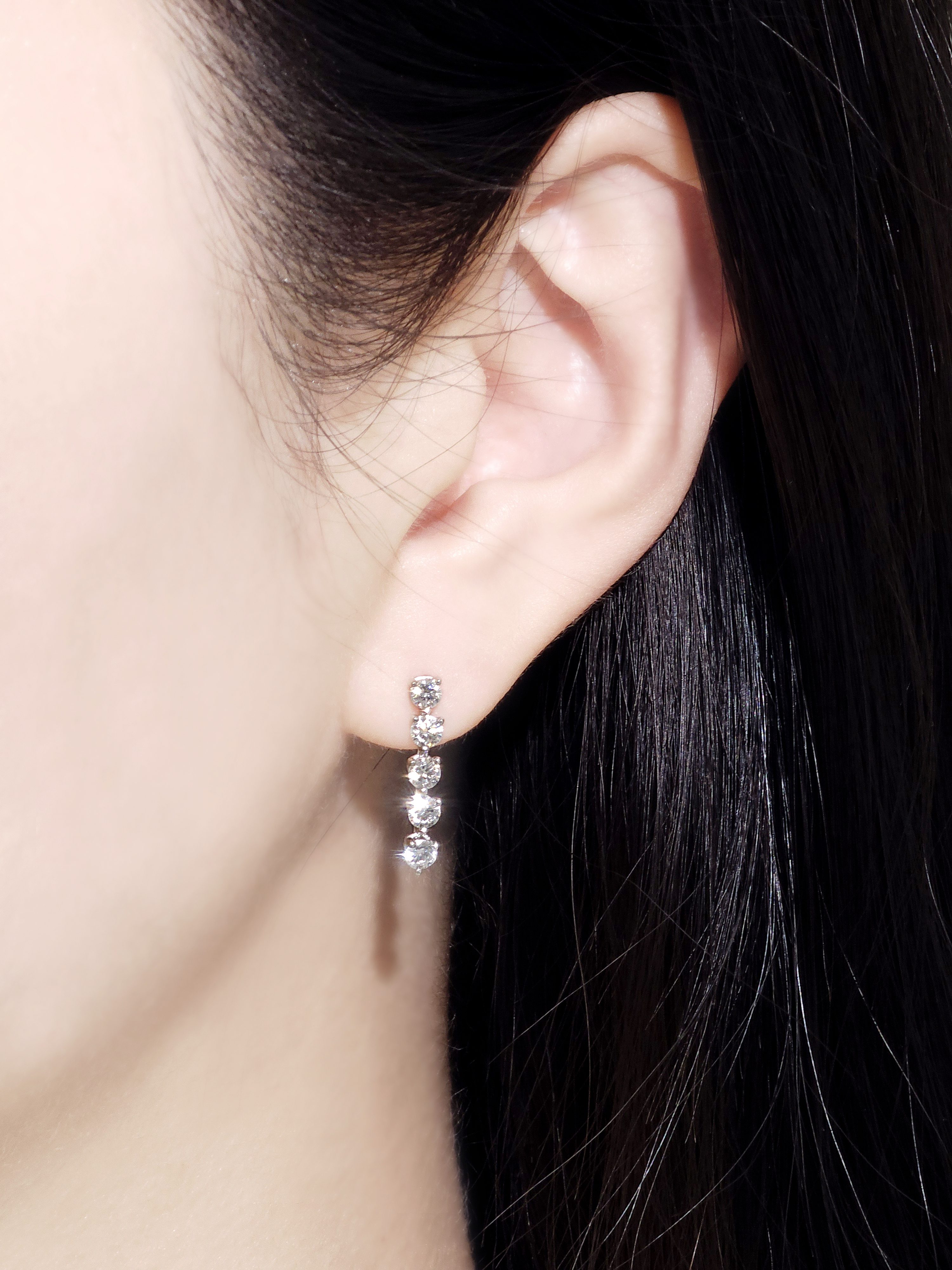 랩다이아 귀걸이 3프롱 테니스 1부(3mm) 랩다이아몬드 14k 18k - 상세 이미지 5