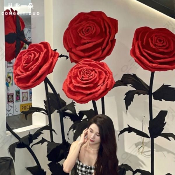 자이언트 페이퍼플라워 초대형 종이꽃 블랙장미 큰꽃 파티 - 상세 이미지 2