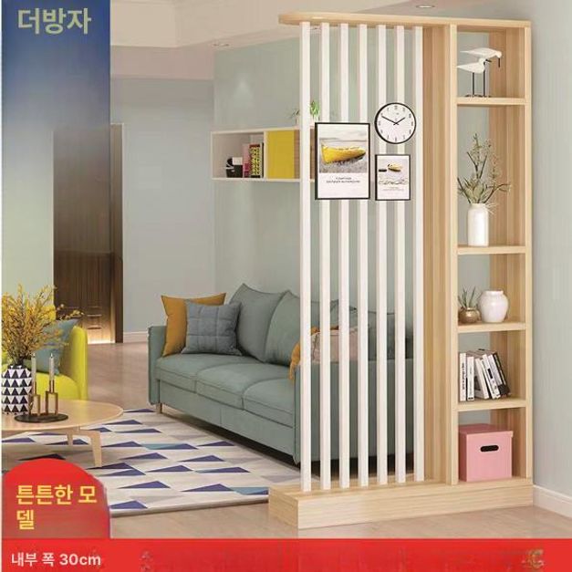 북유럽 스타일 거실 파티션 가벽 칸막이 소파 현관 가리개 웜화이트+블랙 5개 기둥+80x30x205 - 상세 이미지 3