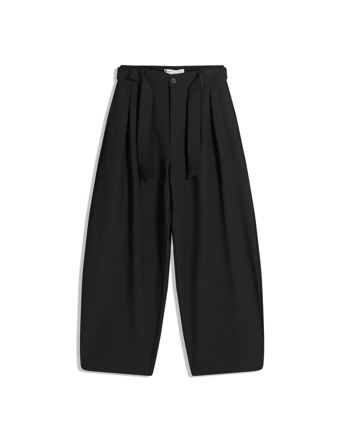 버쉬카 와이드 배럴핏 테일러드 벨트 팬츠 1256/168 BLACK - 상세 이미지 3