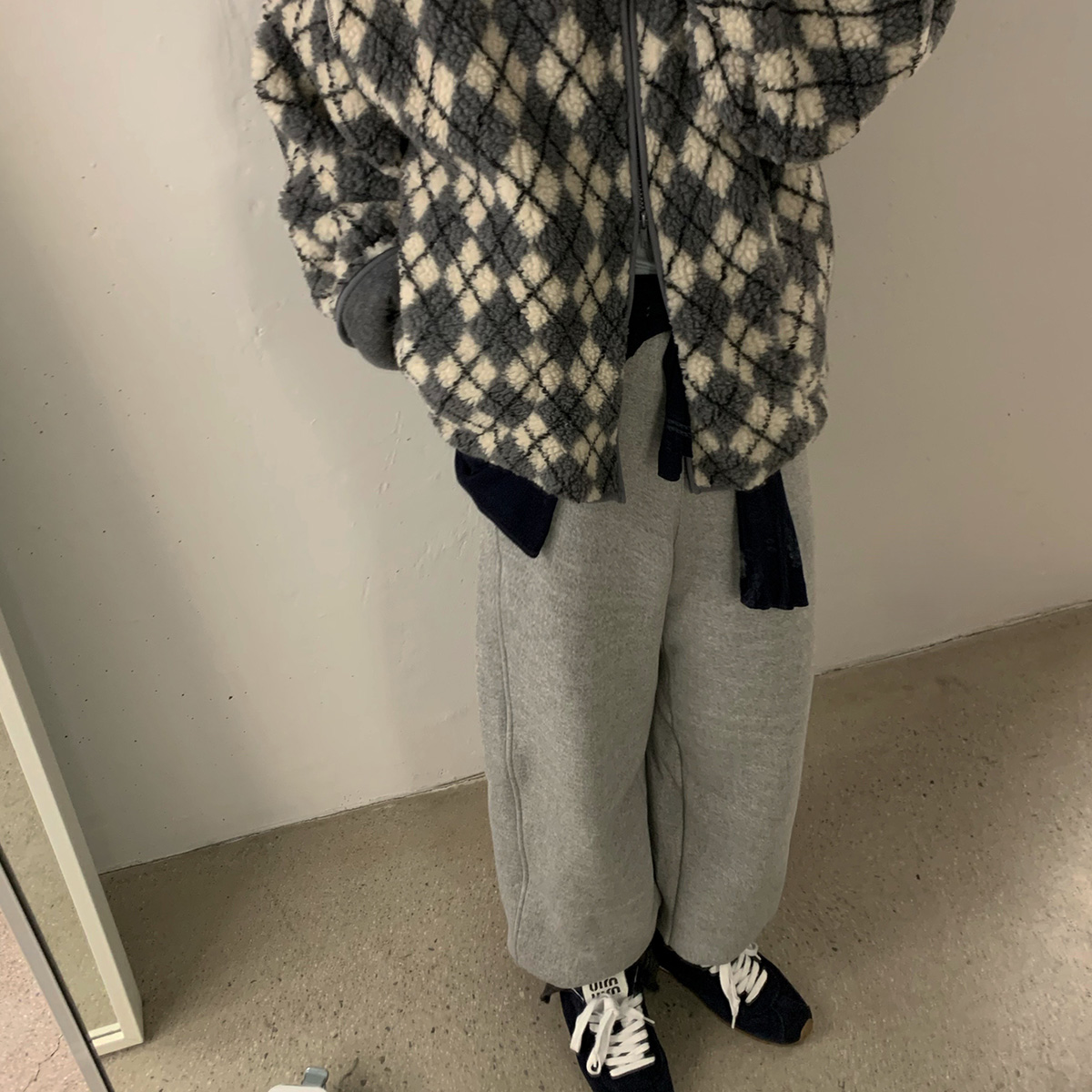 [당일발송] 바스켓 헨리 기모 팬츠 와이드 투웨이 조거 (그레이) - 상품 이미지