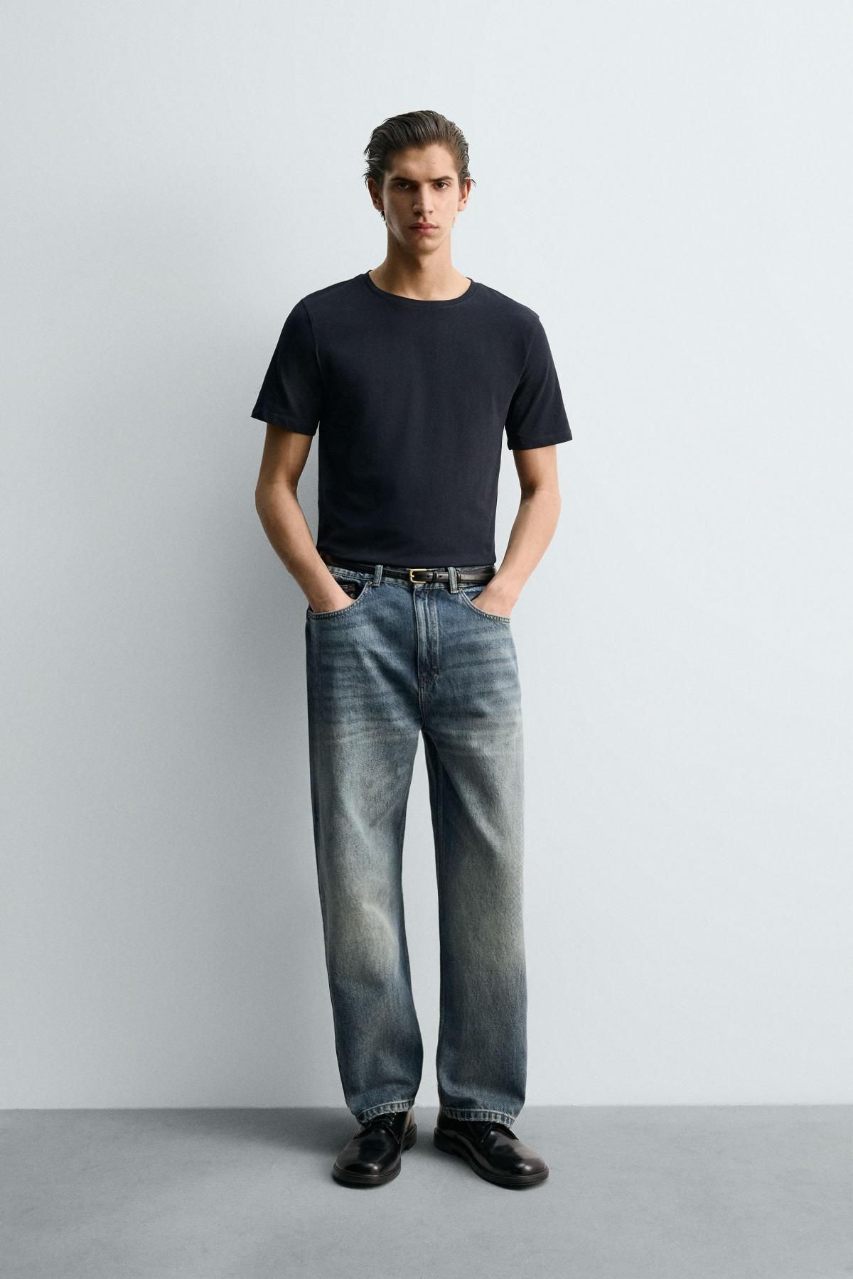 자라 슬림핏 베이직 라운드넥 반팔 티셔츠 6019/361 NAVY BLUE - 상세 이미지 2