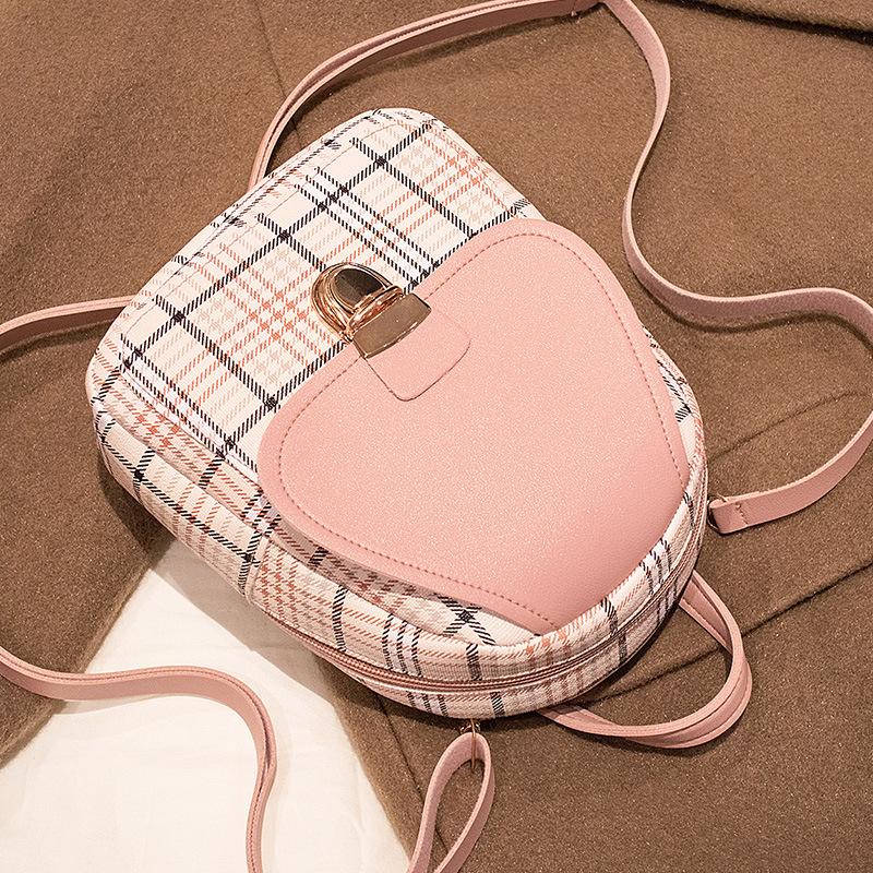 패션 미니 PU 체크 배낭 핸드폰 수납 가방 그린 - 상세 이미지 3