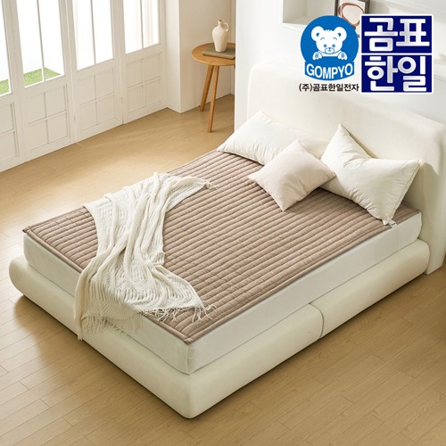 국내생산 곰표한일 EMF IoT 패딩 카본 탄소 전기매트 그레이, 베이지 전기장판 전기요