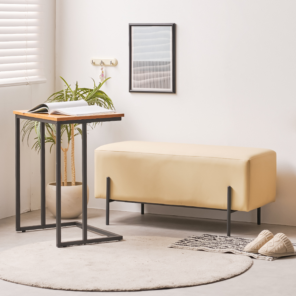 디부 편한 식탁 벤치의자 실리콘 가죽 긴의자 아이보리