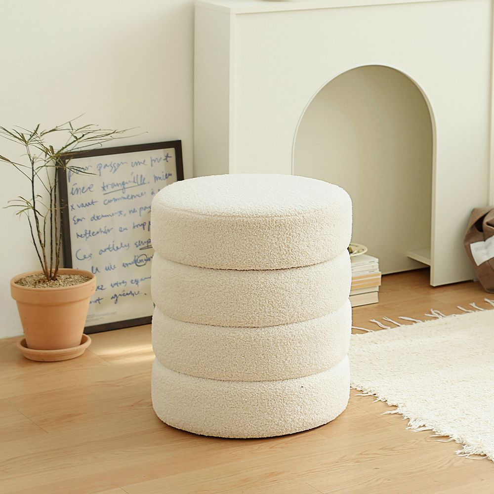 마시멜로우 수납 스툴 의자 부클레 화장대 미니 원형