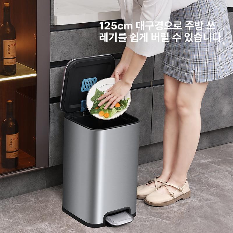냄새차단 쓰레기통 스텐 페달 휴지통 주방 욕실 위생 수거함 - 상세 이미지 4
