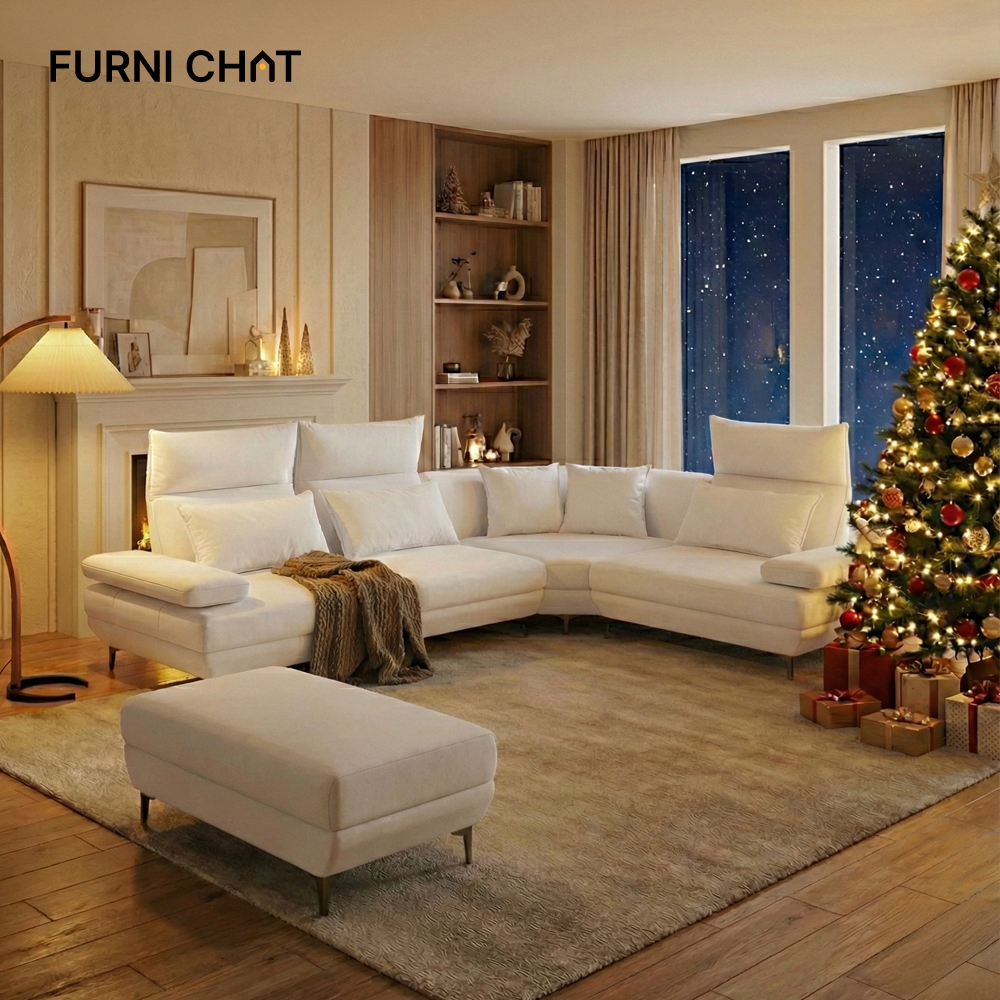 퍼니챗 레이나 5인 코너형 아쿠아텍스 이지클린 기능성 코모도 패브릭 스윙 소파