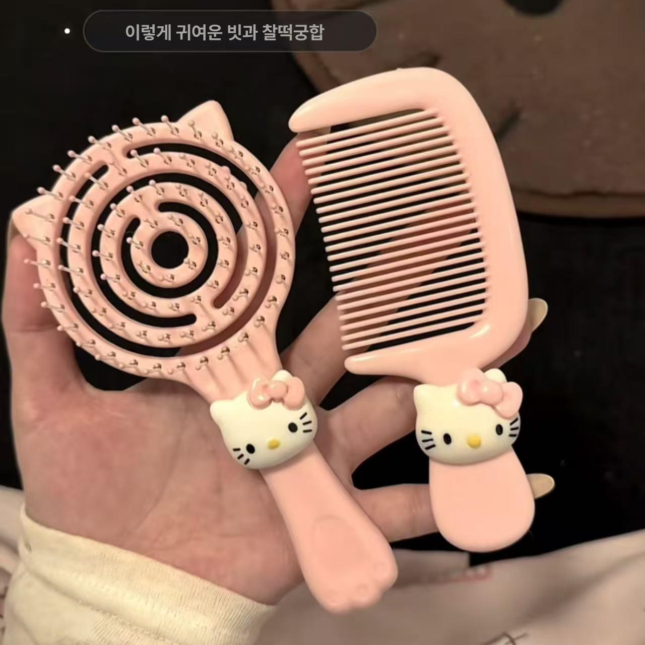 DIY 미러 빗 세트 귀여운 학생용 고급 거울 핑크 KT 캣 4종세트 - 상세 이미지 4
