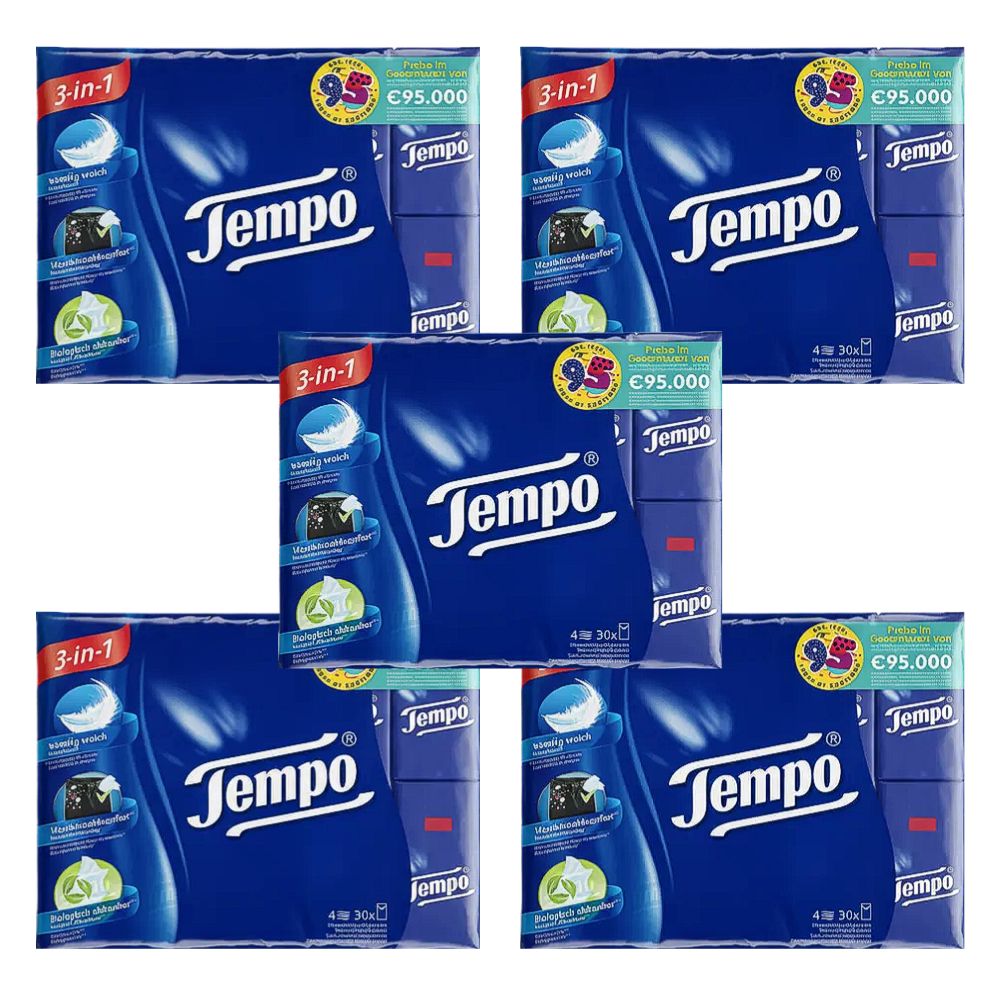 템포 휴지 tempo 포켓 티슈 휴대용 4겹 화장지 10매, 150팩 - 메인 이미지
