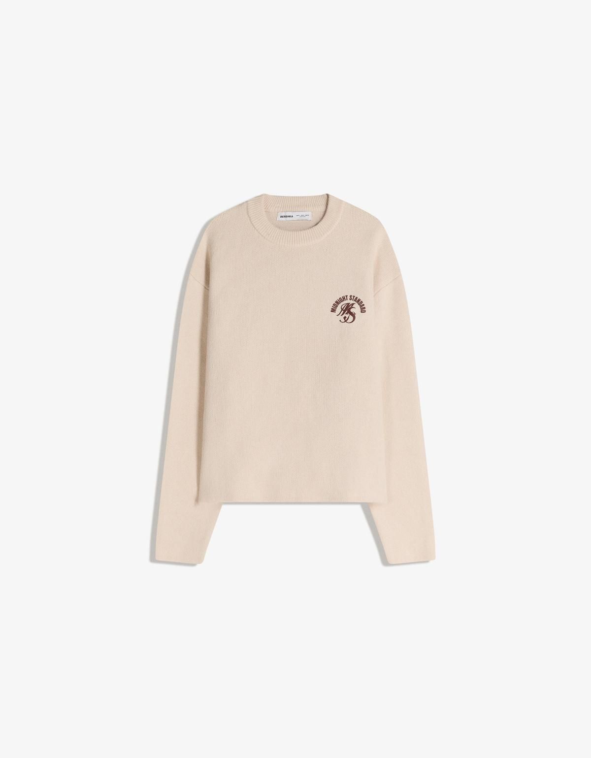 버쉬카 자카드 프린트 라운드 니트 스웨터 7351/693 BEIGE - 상세 이미지 3