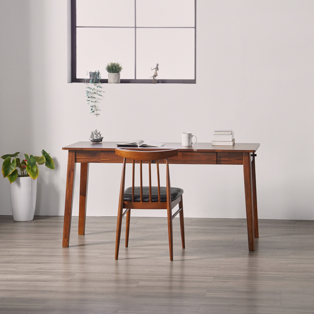 인테리어레시피 원목책상 아카시아 1인 컴퓨터 인테리어 데스크 1000x600mm, 월넛