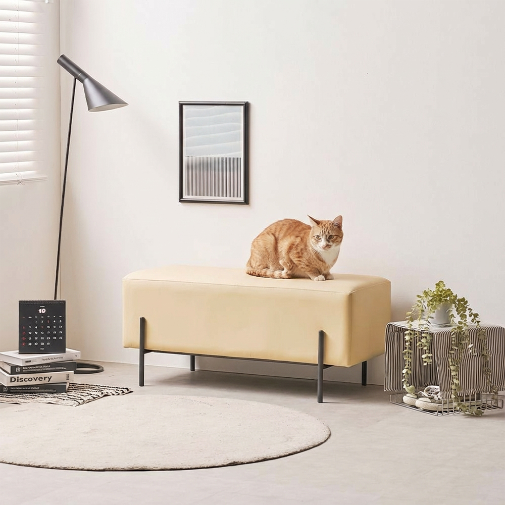 디부 편한 식탁 벤치의자 실리콘 가죽 긴의자 아이보리