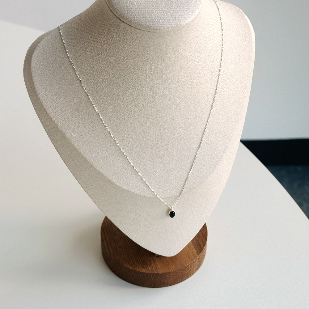 silver925 블랙 원석 수정 55cm 롱 목걸이 실버925 순은 이미지 8