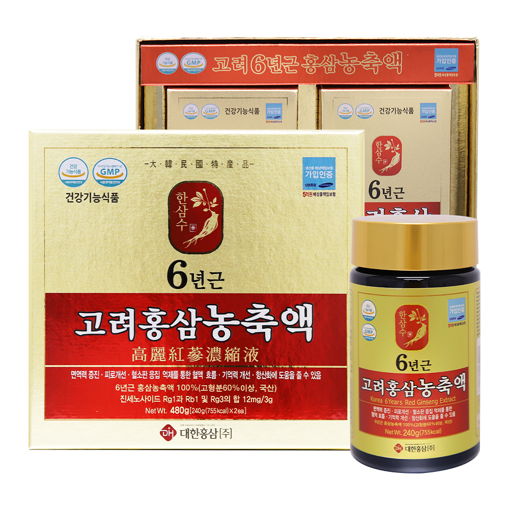 한삼수 6년근 고려홍삼 농축액 100% 480g (240g X 2ea) - 메인 이미지