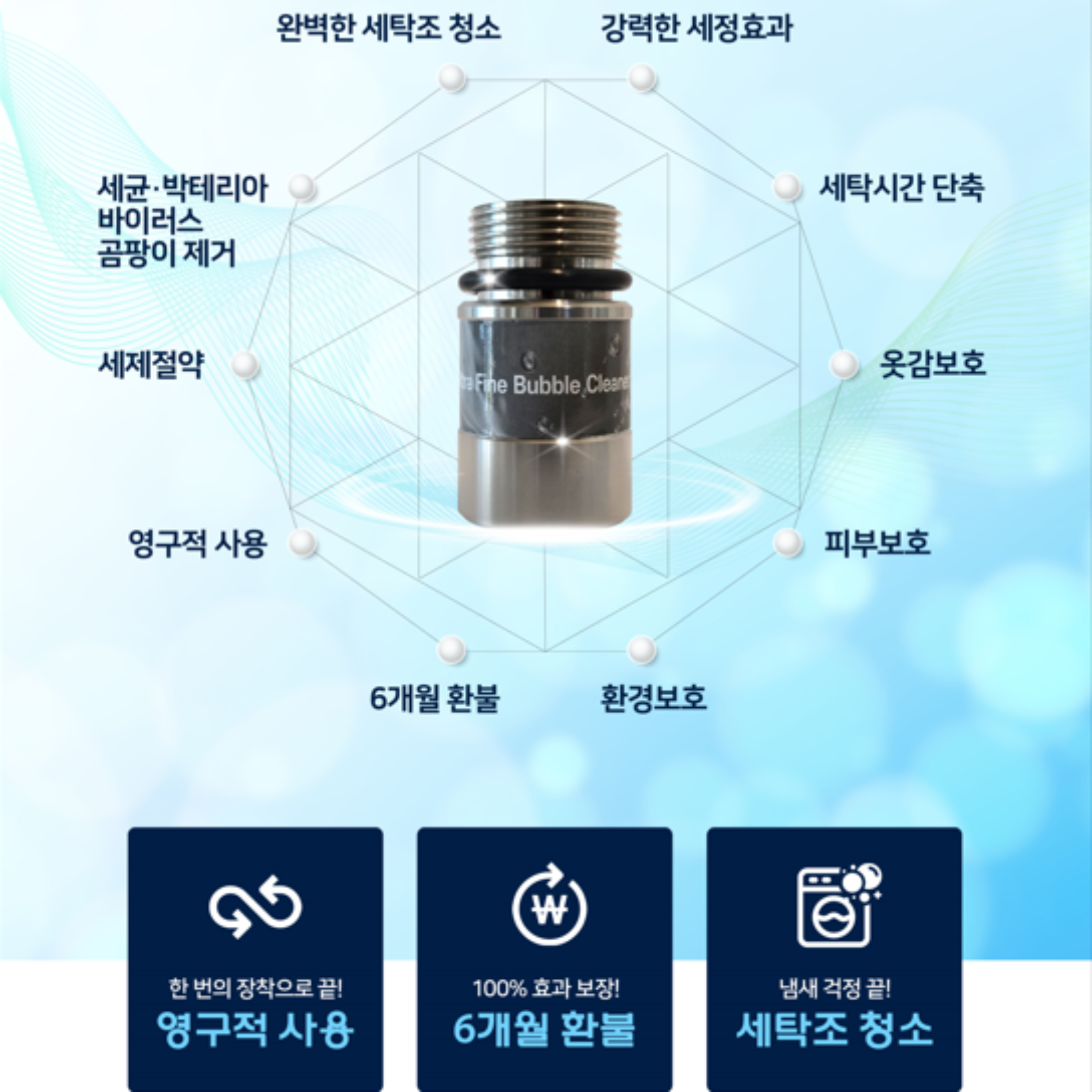 울트라파인버블 세탁조클리너 (반영구사용 빨래쉰네 냄새제거 빨래오염제거 세제절약 6개월 환불) 이미지 8