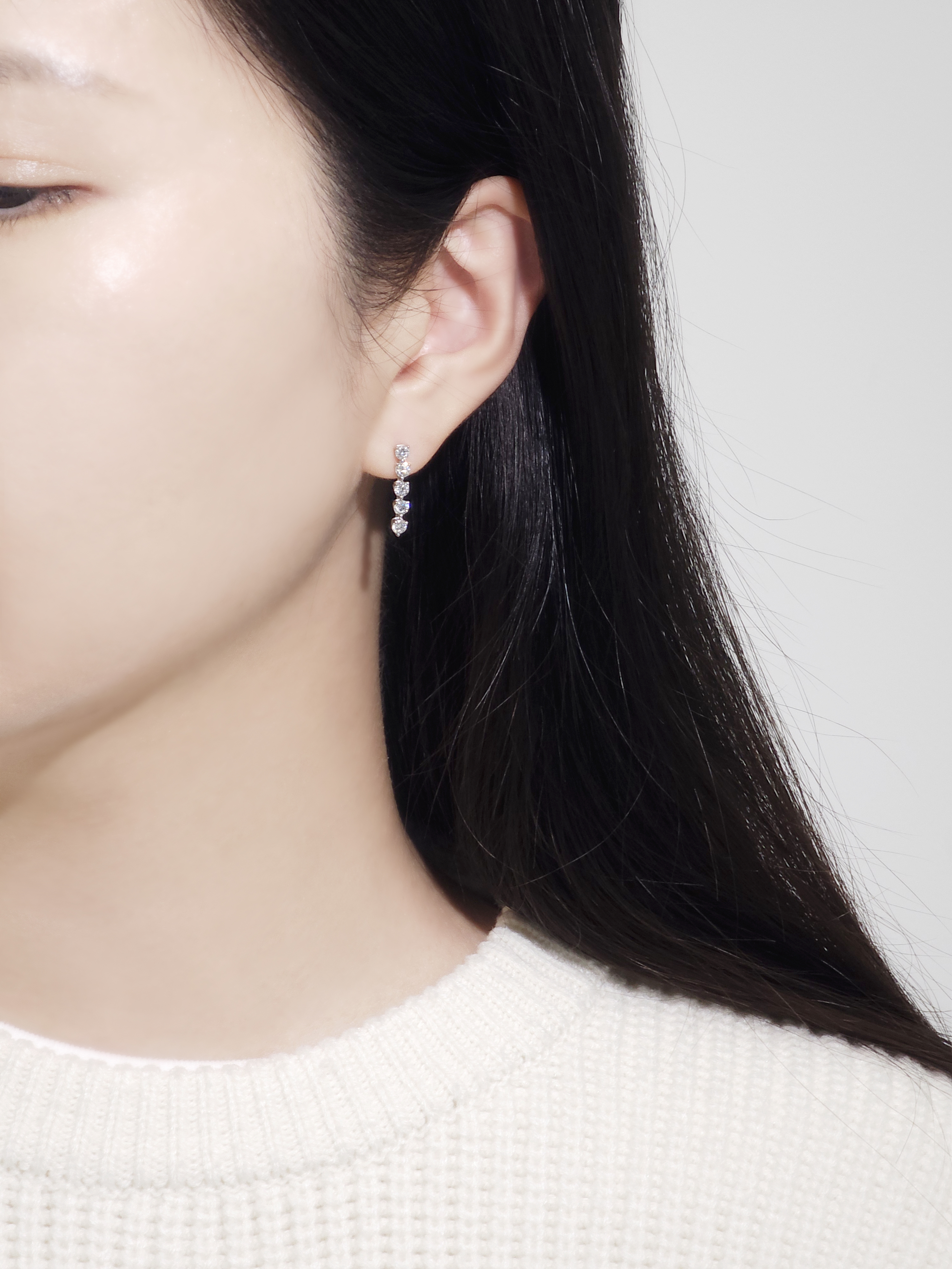 랩다이아 귀걸이 3프롱 테니스 1부(3mm) 랩다이아몬드 14k 18k 이미지 6