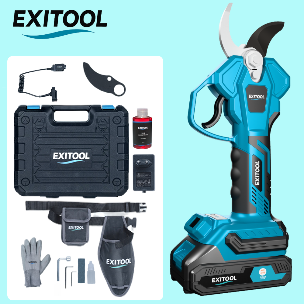 엑시툴 전동 충전 전지가위 40mm 무선 전기 충전식 전정 고지 나무 가지치기 2.0Ah 풀세트 제품 이미지