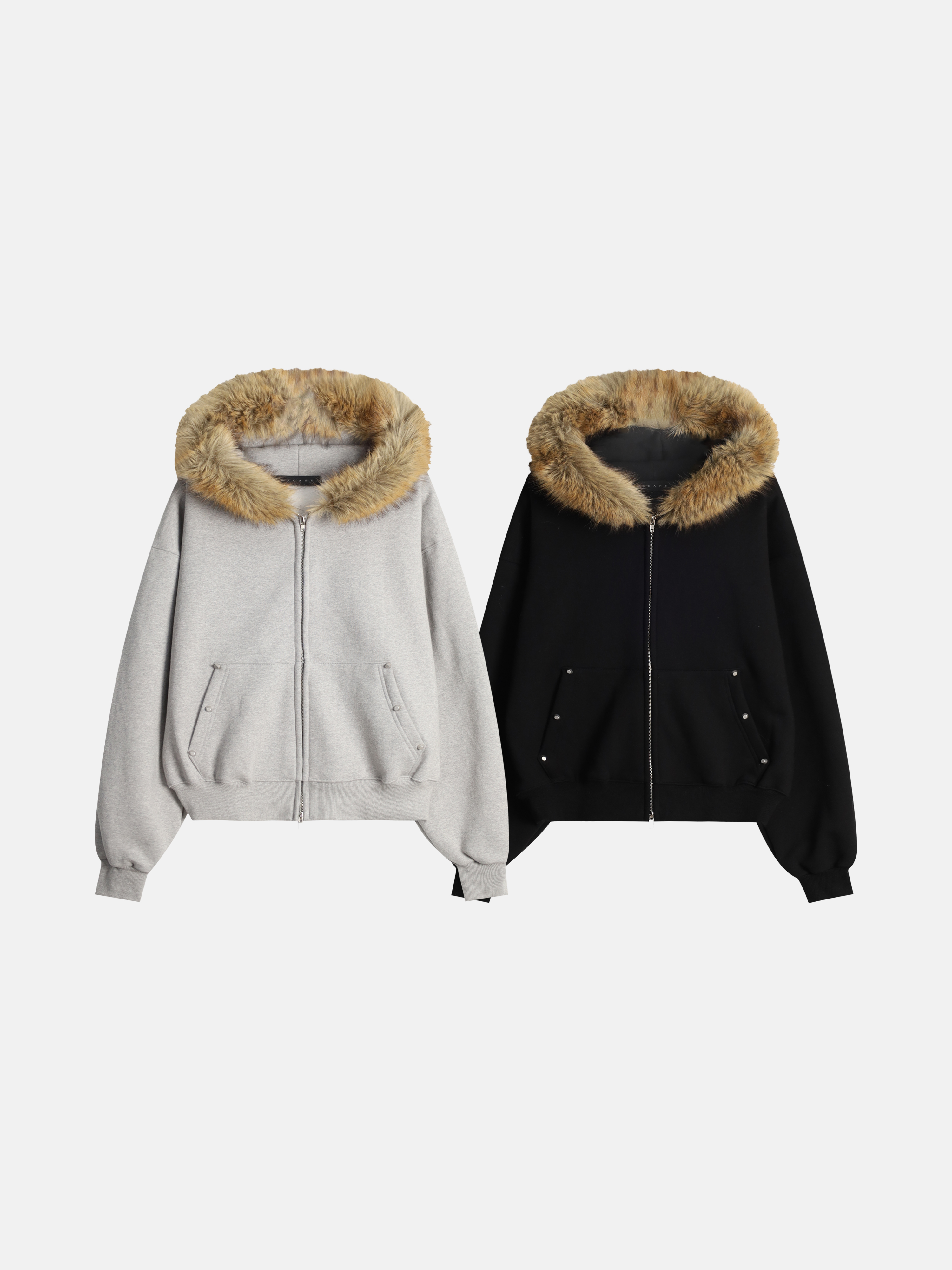 아케인 라쿤 스터드 기모 후드집업 남자후드집업 퍼 제품 이미지