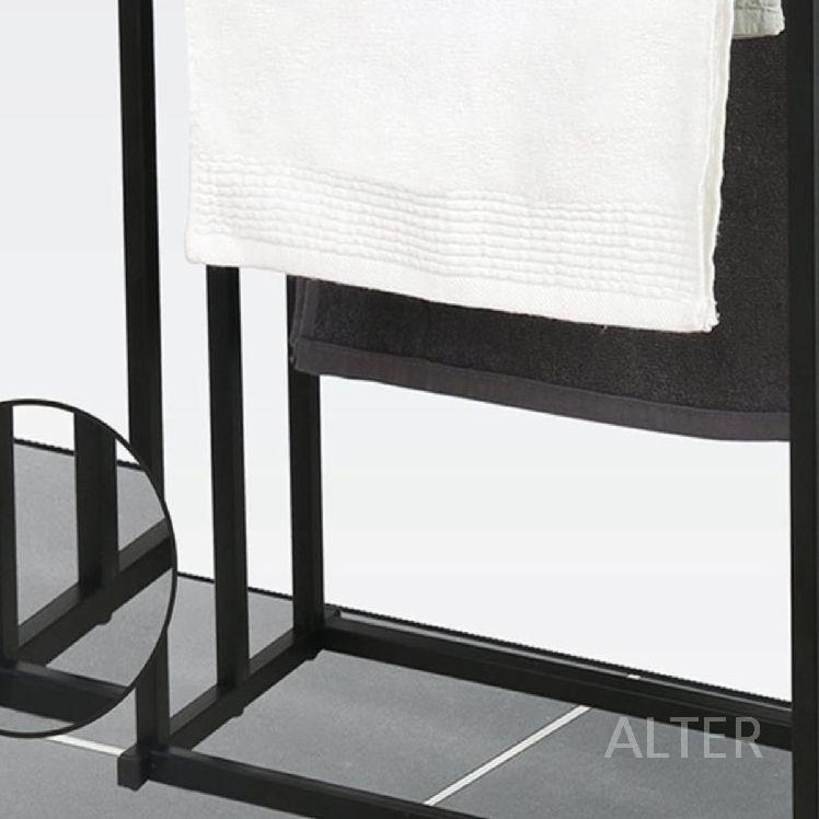 스탠드 수건걸이 타월 바닥 행거 거치대 화장실 매트 선반 욕실 블랙 고급형 44x21x86cm - 상세 이미지 3