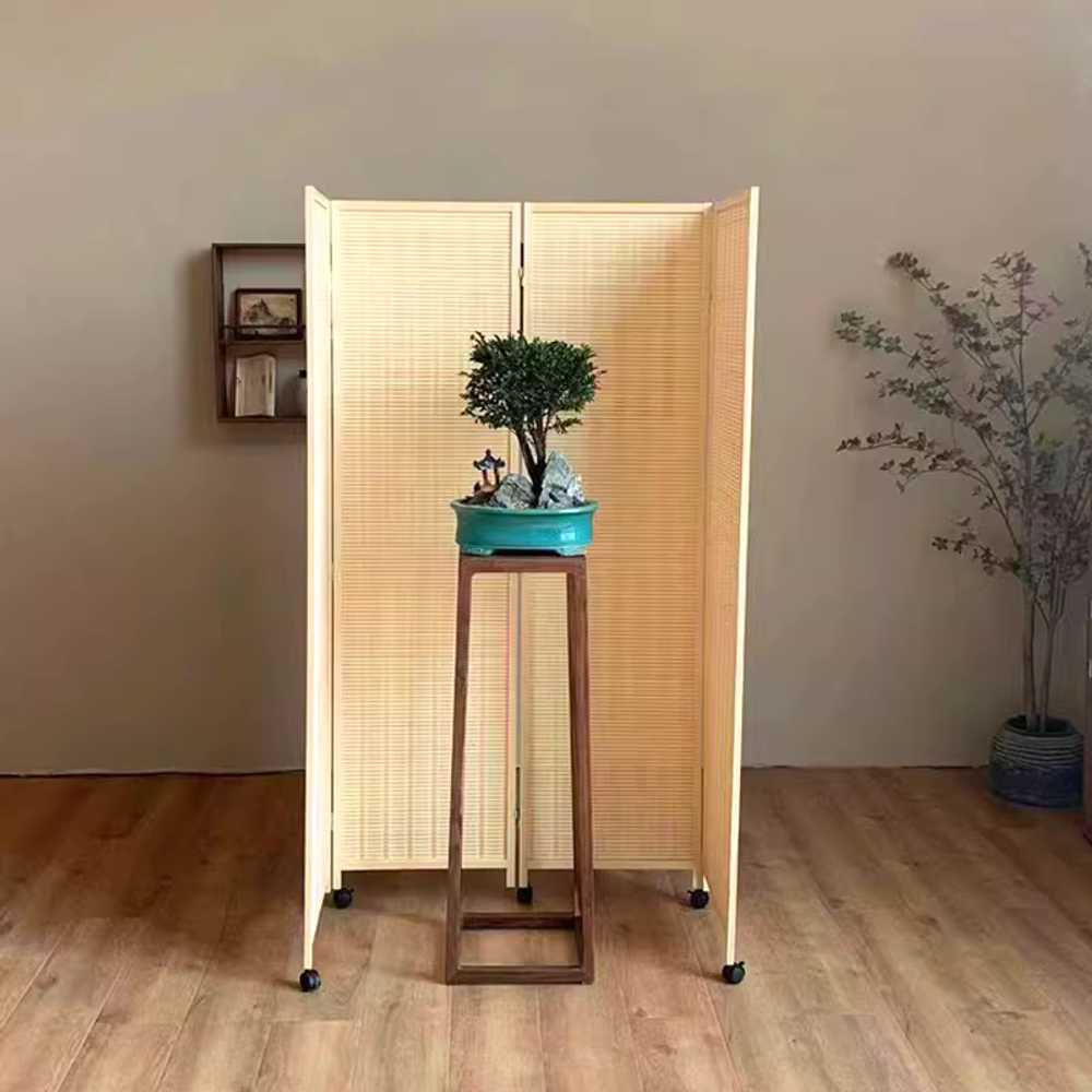 바퀴 파티션 접이식 스크린 이동식 실내 공간 구획 40x200cm 4패널 - 상세 이미지 4