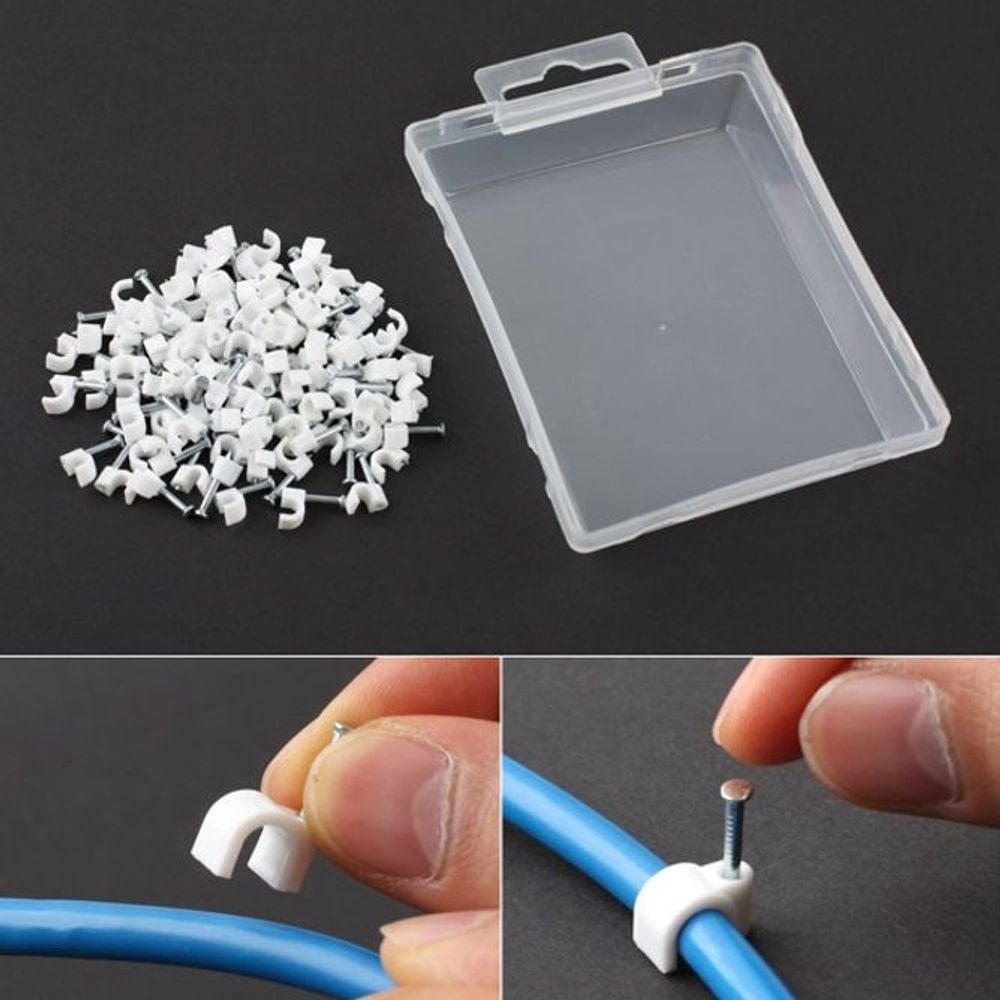 케이블클립 100pcs 고정못형 4mm 홀더 선정리 - 상품 이미지