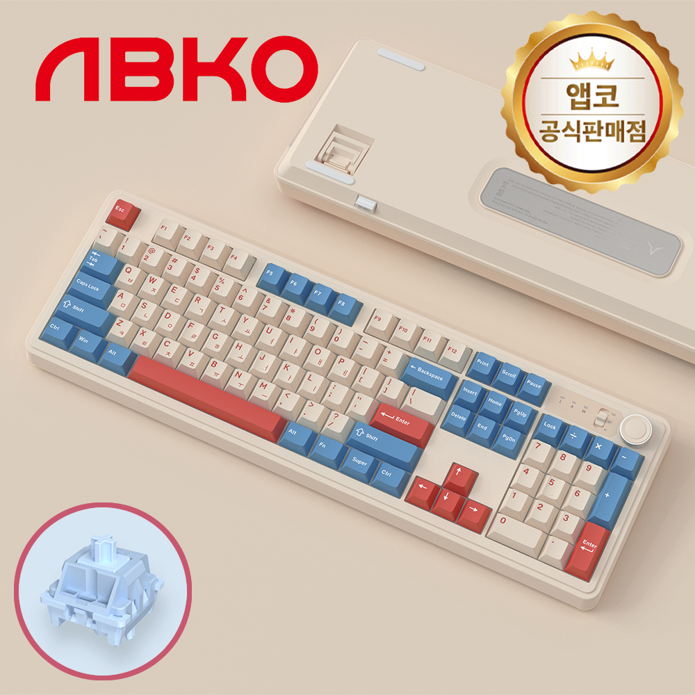 앱코 AF108PRO ABKO x SOAI 콜라보 3모드 키보드 코랄블루, 세이야축, 40g - 메인 이미지