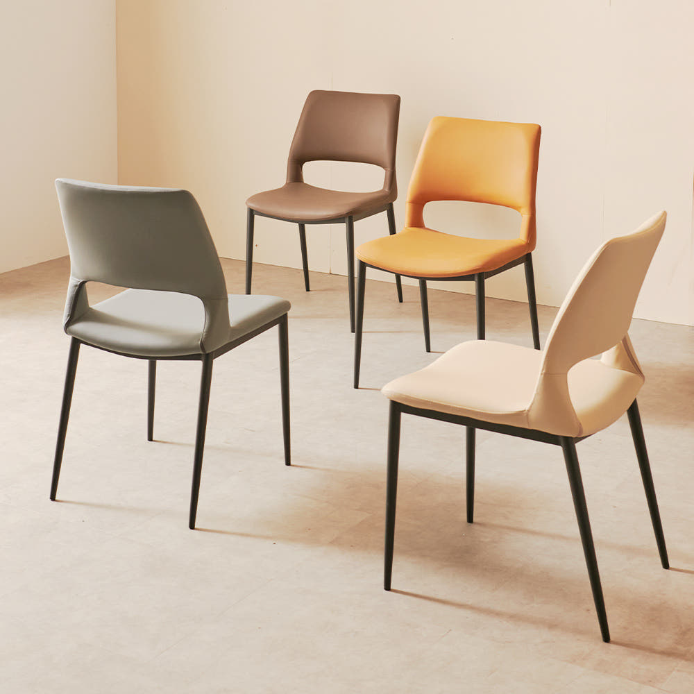 샤프 다이닝체어 실리콘 가죽 편한 식탁의자 테이블의자 아이보리