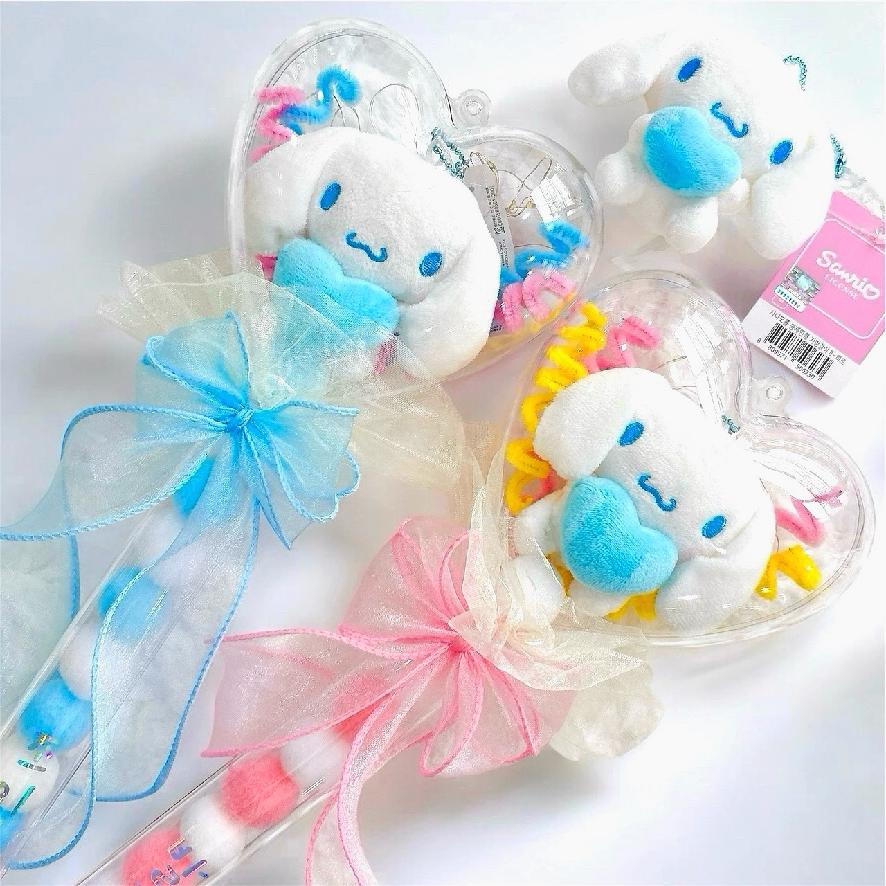 산리오 하트봉 인형꽃다발 LED 레터링 발표회 졸업식 재롱잔치 응원봉 유치원 시나모롤 핑크 제품 이미지