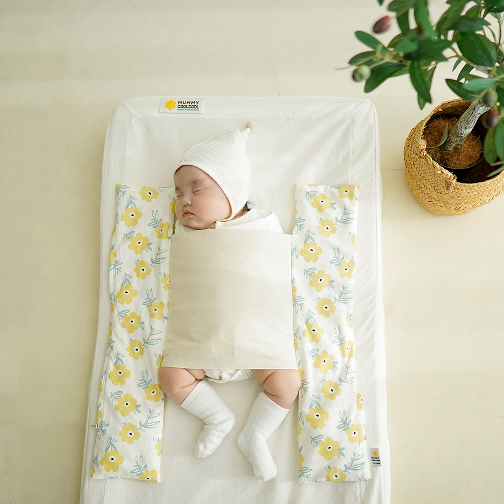 머미쿨쿨 크롭 좁쌀이불 아기태열이불 모로반사 방지 신생아 출산선물 옆잠베개 베이지첵첵