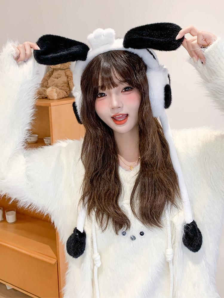 산리오 귀마개 장갑 3D 귀달이 모자 움직이는 귀 시나모롤 쿠로미 포차코 마이멜로디 시나모롤 - 상세 이미지 4