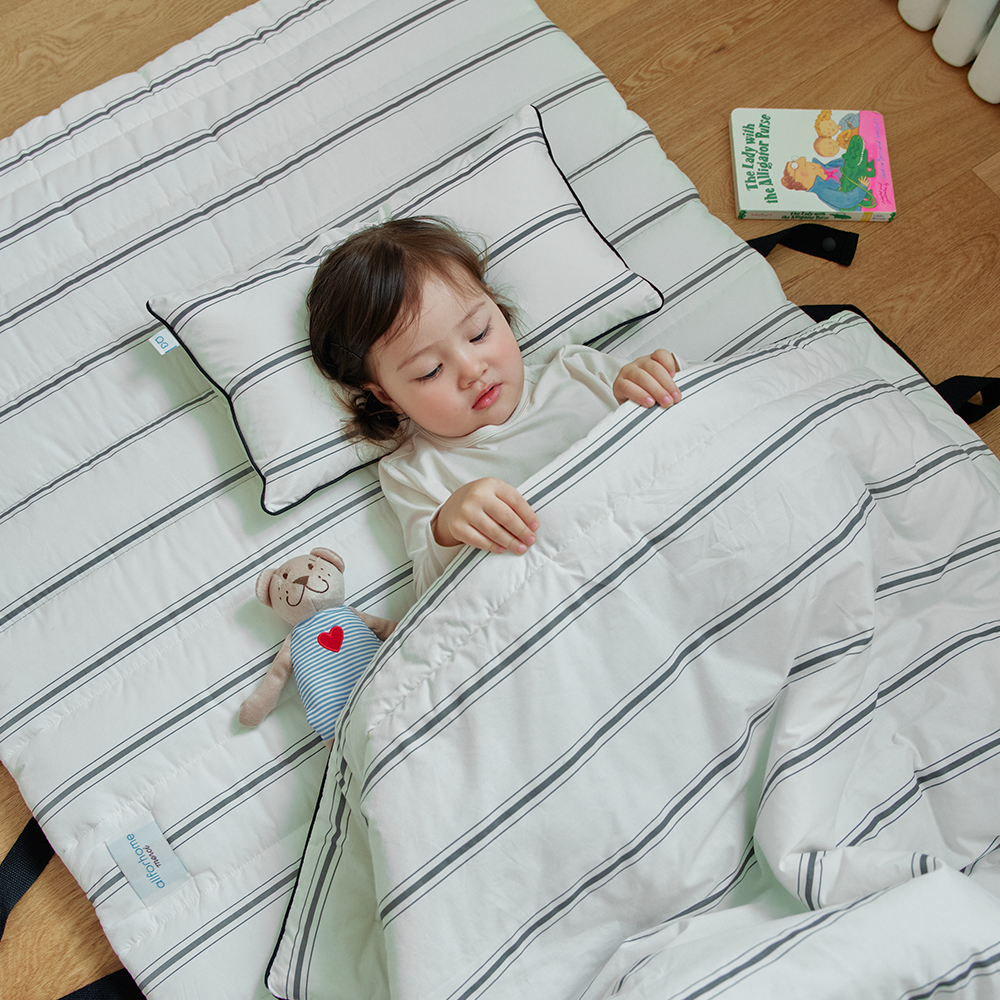 올포홈 프렌치 낮잠이불 분리형 어린이집 낮잠패드 블랙 스트라이프