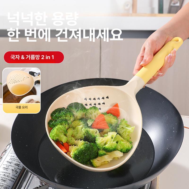 대형 주방용 뜰채 겸용 거름망 스키머 고온 내열 면 국물 분리 만두 찜기 국자 1개 - 상세 이미지 3