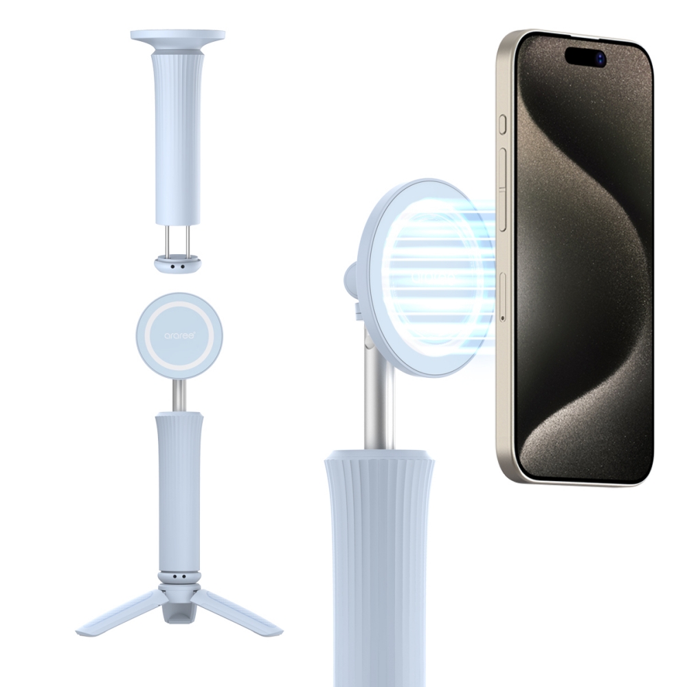 아라리 맥세이프 미니 셀카봉 브이로그 삼각대 맥피포드 라이트 세레니티블루 제품 이미지