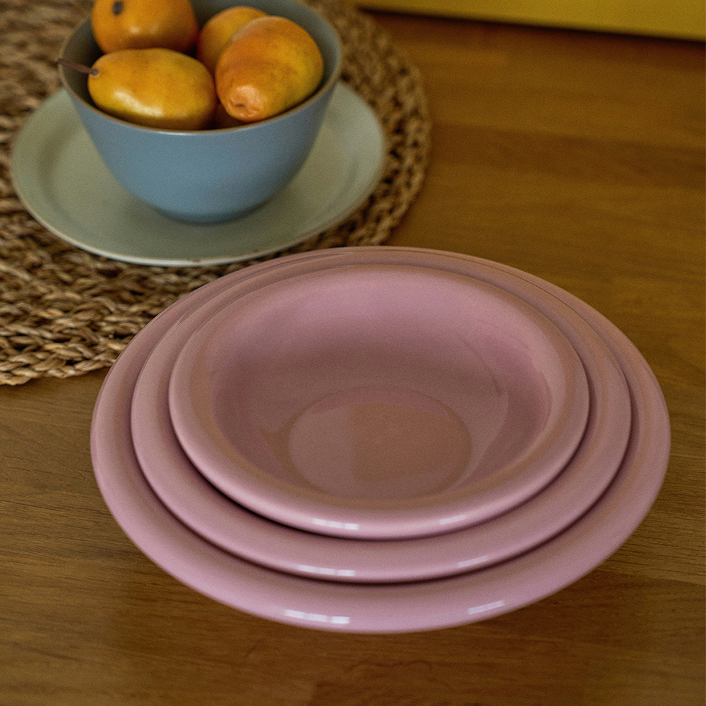 루테아 TRIO BOWL 3PCS(4color) 3단 그릇 스태커블 접시 핸드메이드 도자기 - 상품 이미지